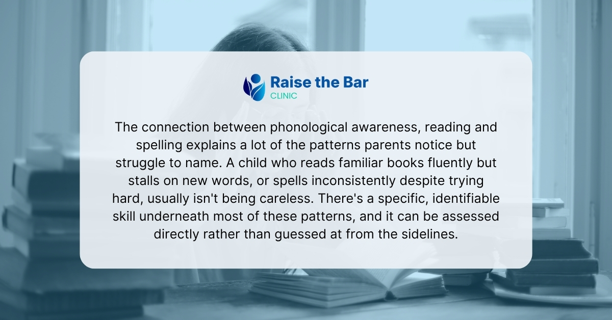 Understanding the Connection Between Phonological Awareness, Reading and Spelling Skills 1 Phonological Awareness Reading and Spelling Skills | Raise the Bar Clinic